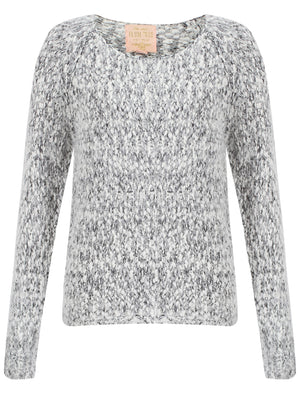 Womens Plum Tree Passion Flower Jumper in Anthracite and Light Grey Twist