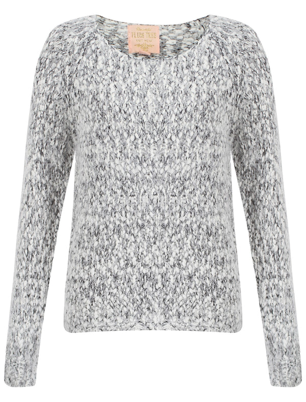 Womens Plum Tree Passion Flower Jumper in Anthracite and Light Grey Twist