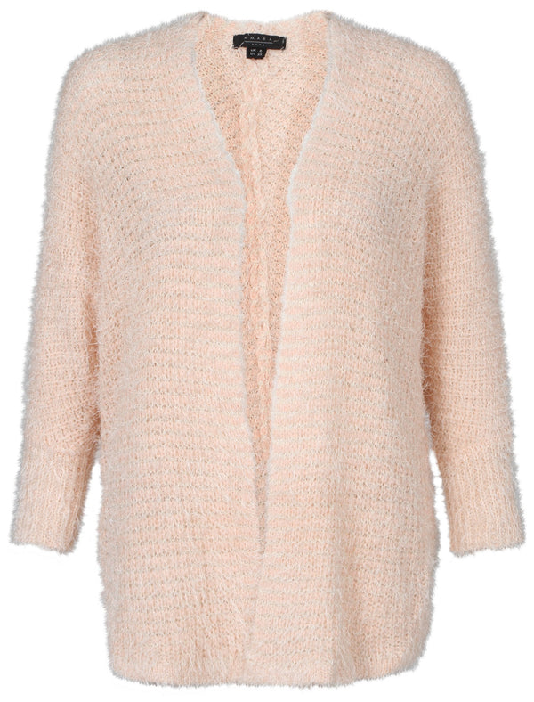 Womens Striped Loose Fit Cardigan in Scallop Shell