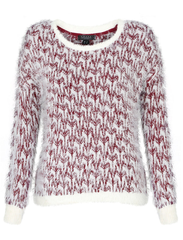 Womens Amara Reya Sage Feather Finish Jumper in Damson