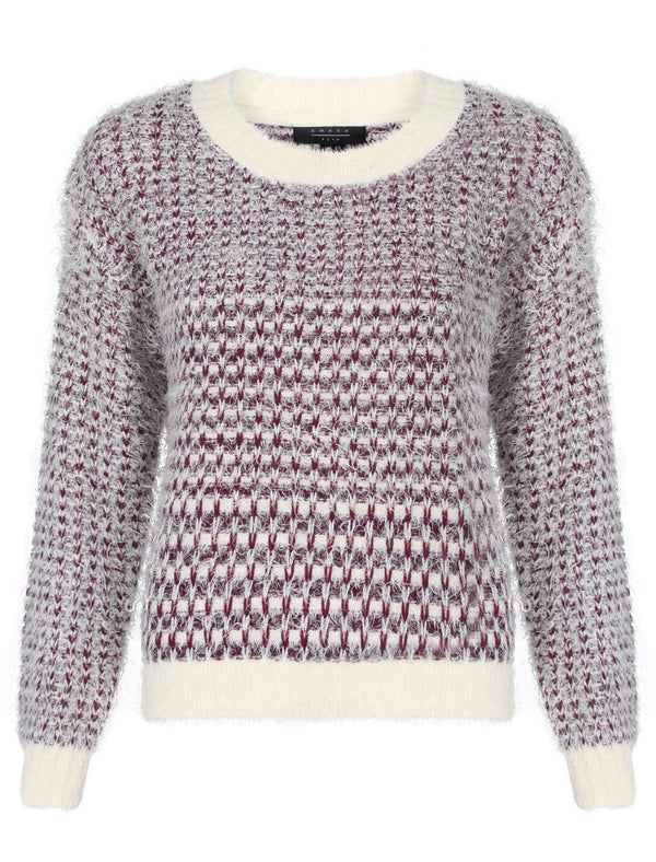 Womens Amara Reya Sunflower Crew Neck Jumper in Dark Purple