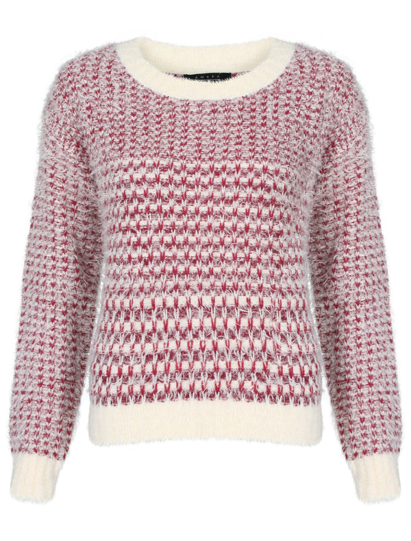 Womens Amara Reya Sunflower Crew Neck Jumper in Damson