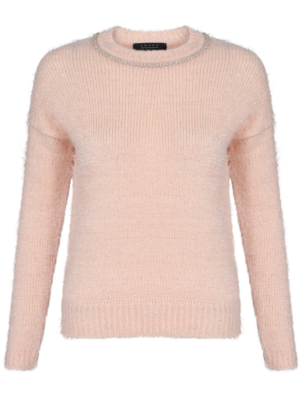 Womens Amara Reya Teasel Crew Neck Jumper in Scallop Shell