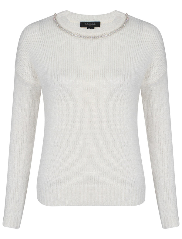 Womens Amara Reya Teasel Crew Neck Jumper in Ivory