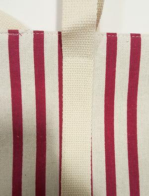 Amelia Candy Striped Beach Tote Bag in Raspberry Pink