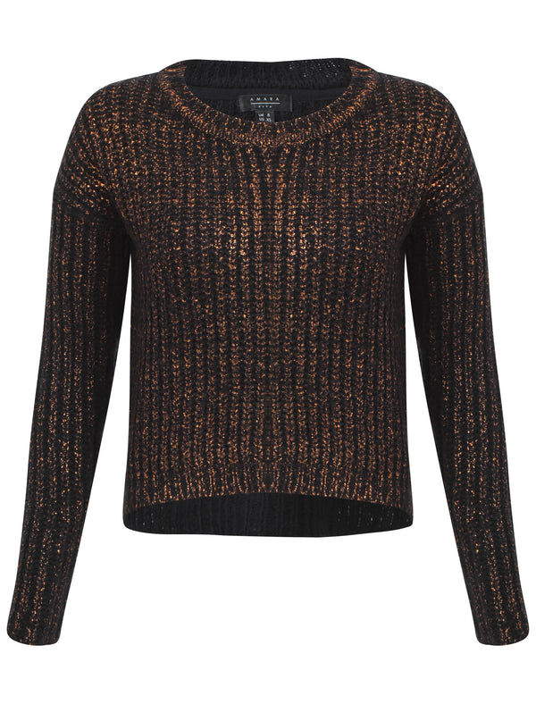 Womens Amara Reya Peach Blossom Crew Neck Jumper in Anthracite
