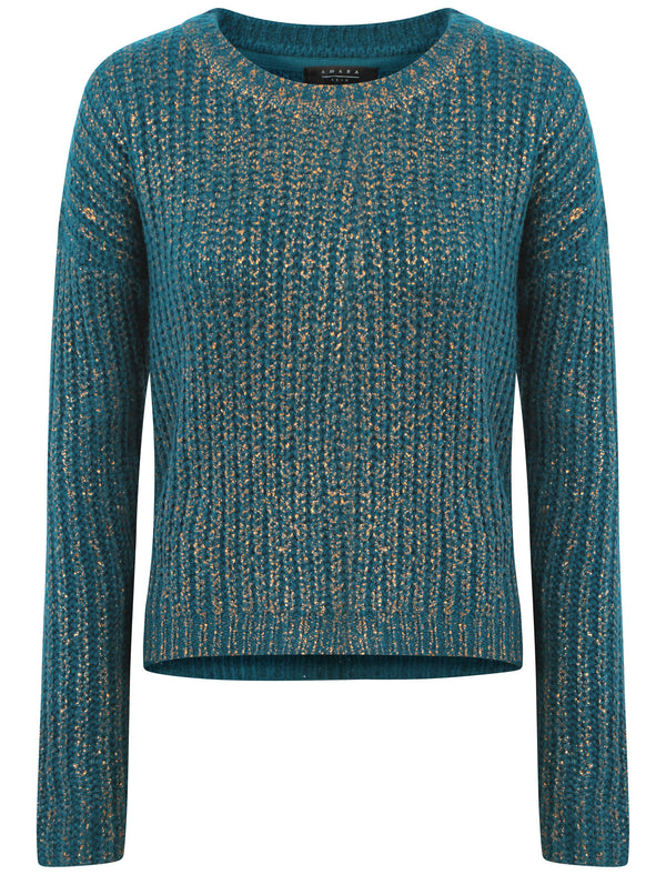 Womens Amara Reya Peach Blossom Crew Neck Jumper in Ocean Depths