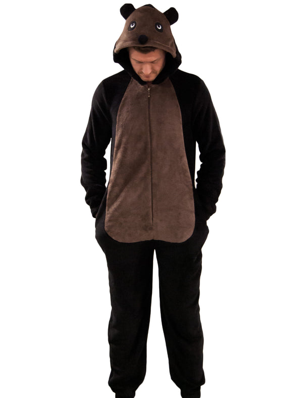 Bear black & brown fleece animal onesie