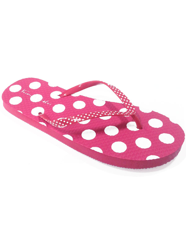 Bethany Polkadot Print Flip Flops in Pink