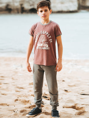 Boys K-Lynnwood Cuffed Joggers in Mid Grey Marl - Tokyo Laundry Kids