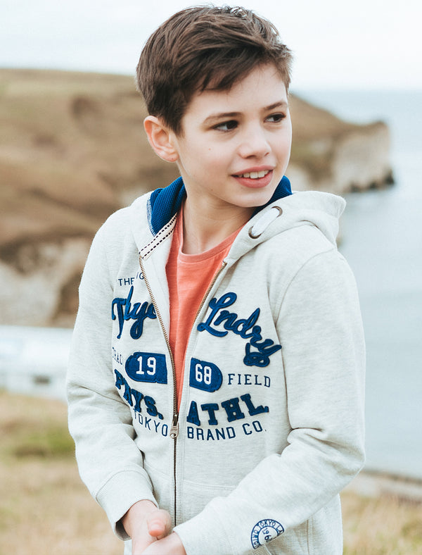 Boys K-Mantua Bay Zip Through Hoodie In Oatgrey Marl - Tokyo Laundry Kids