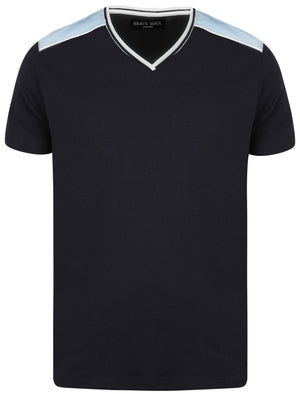 Acton V-Neck Cotton T-Shirt in Navy
