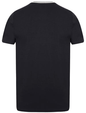 Acton V-Neck Cotton T-Shirt in Navy