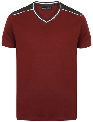 Acton V-Neck Cotton T-Shirt in Oxblood