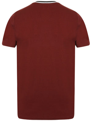 Acton V-Neck Cotton T-Shirt in Oxblood