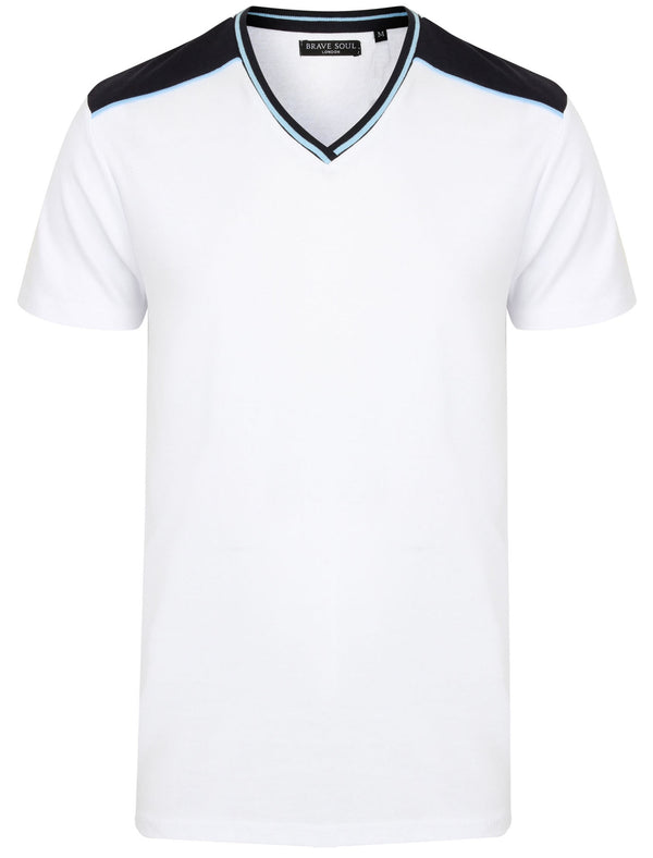 Acton V-Neck Cotton T-Shirt in White