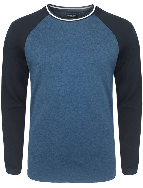 Altaria Long Sleeve Raglan Top in Blue Marl / Navy