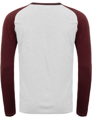 Altaria Long Sleeve Raglan Top in Oatgrey Marl / Burgundy