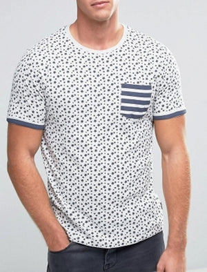 Ara Stars & Stripe Print Crew Neck  T-Shirt in Oatgrey Marl