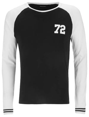 Harvey Raglan Long Sleeve Top in Black / White