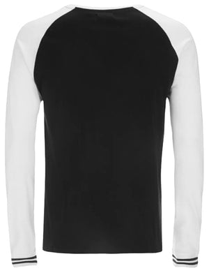 Harvey Raglan Long Sleeve Top in Black / White