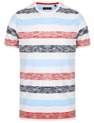Coast Burn Out Stripe Crew Neck T-Shirt in Red & Navy