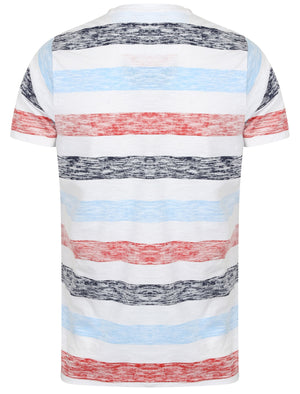 Coast Burn Out Stripe Crew Neck T-Shirt in Red & Navy