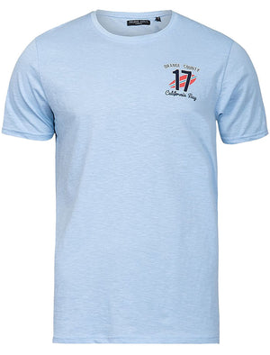 County Motif Crew Neck T-Shirt in Blue