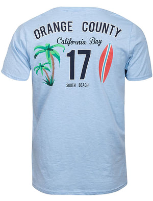 County Motif Crew Neck T-Shirt in Blue