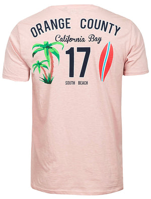 County Motif Crew Neck T-Shirt in Pink