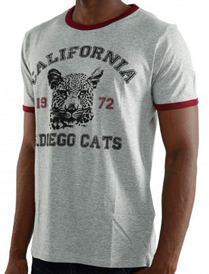 Diego Motif Crew Neck Ringer T-Shirt in Grey Marl