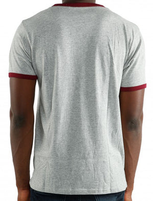 Diego Motif Crew Neck Ringer T-Shirt in Grey Marl