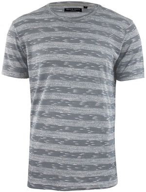 Ethan Striped Knit Crew Neck T-Shirt in Grey