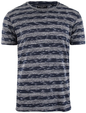 Ethan Striped Knit Crew Neck T-Shirt in Navy