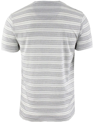 Ethic Aztec Striped Print Crew Neck T-Shirt in Ivory