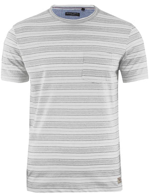 Ethic Aztec Striped Print Crew Neck T-Shirt in Ivory
