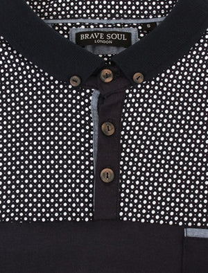 Evian Spot Print Polo Shirt in Navy
