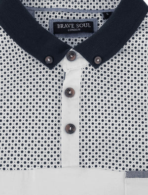 Evian Spot Print Polo Shirt in White