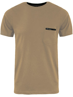 FaustianC Short Sleeve T-Shirt with Zip Chest Pocket in Mushroom