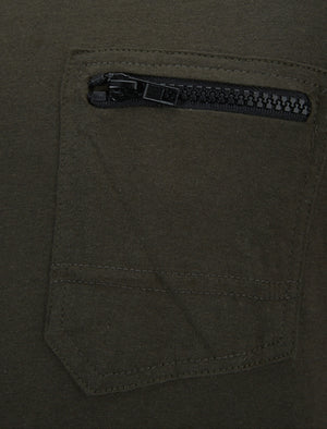 FaustianC Short Sleeve T-Shirt with Zip Chest Pocket in Khaki