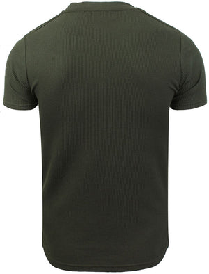 Fort Waffle Textured Short Sleeve T-Shirt with Pocket in Khaki - Brave Soul