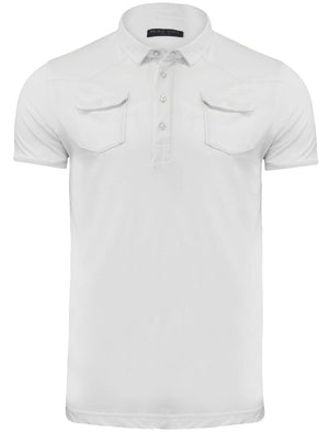 Frazer Cotton Jersey Polo Shirt with Chest Pockets in White