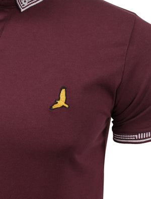 Glover Jacquard Collar Polo Shirt in Burgundy