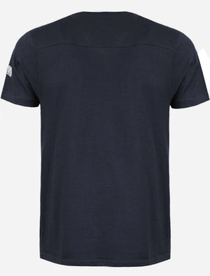 Gregor V Neck  T-Shirt with Chest Pocket in Navy