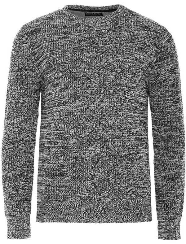 Hank Crew Neck Knitted Jumper in Black / White