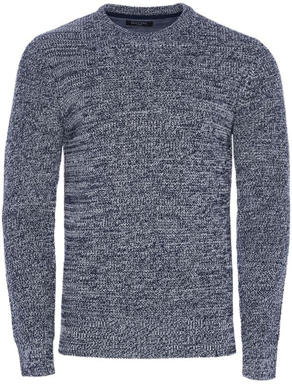 Hank Crew Neck Knitted Jumper in Navy