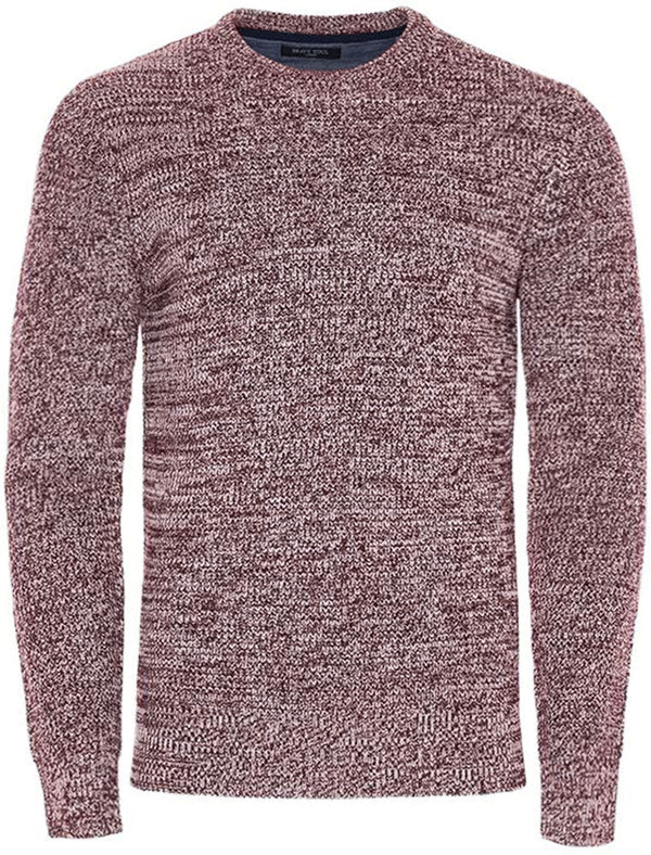 Hank Crew Neck Knitted Jumper in Burgundy