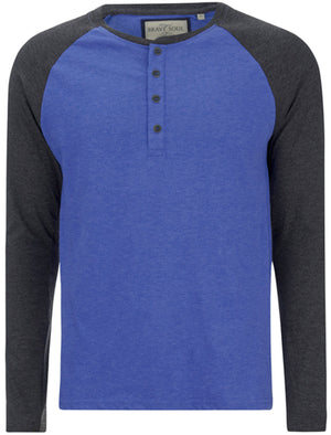 Rasmus Henley Long Sleeve Top in Ocean / Charcoal Marl