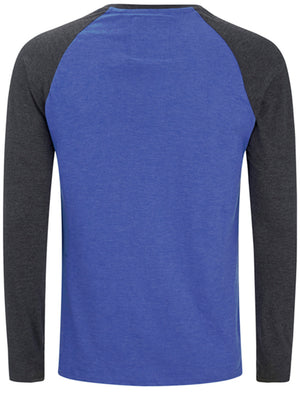 Rasmus Henley Long Sleeve Top in Ocean / Charcoal Marl