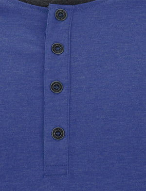 Rasmus Henley Long Sleeve Top in Ocean / Charcoal Marl